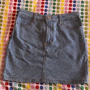 Daisy Light Blue Studded Mini Skirt